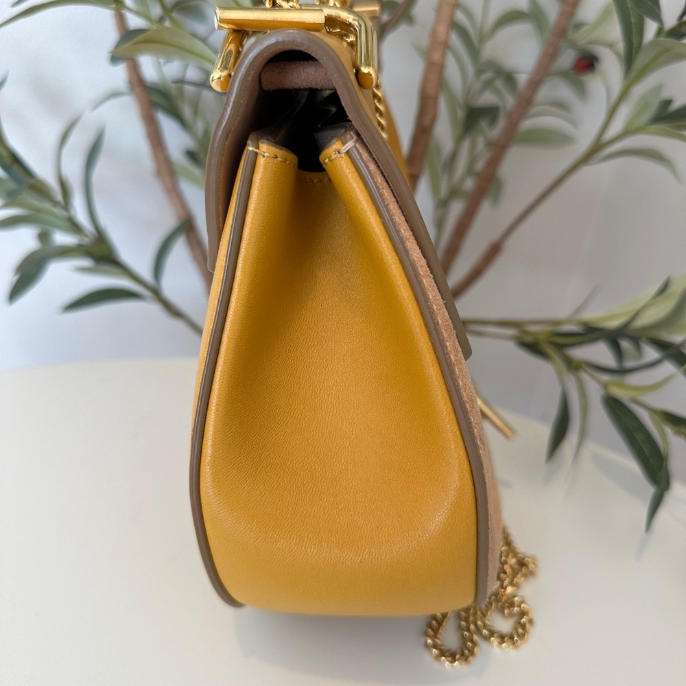 Suede Smooth Calfskin Mini Drew Shoulder Bag Wet Sunflower - Picture 3 of 10